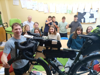 Cyclist Max visits our English class!